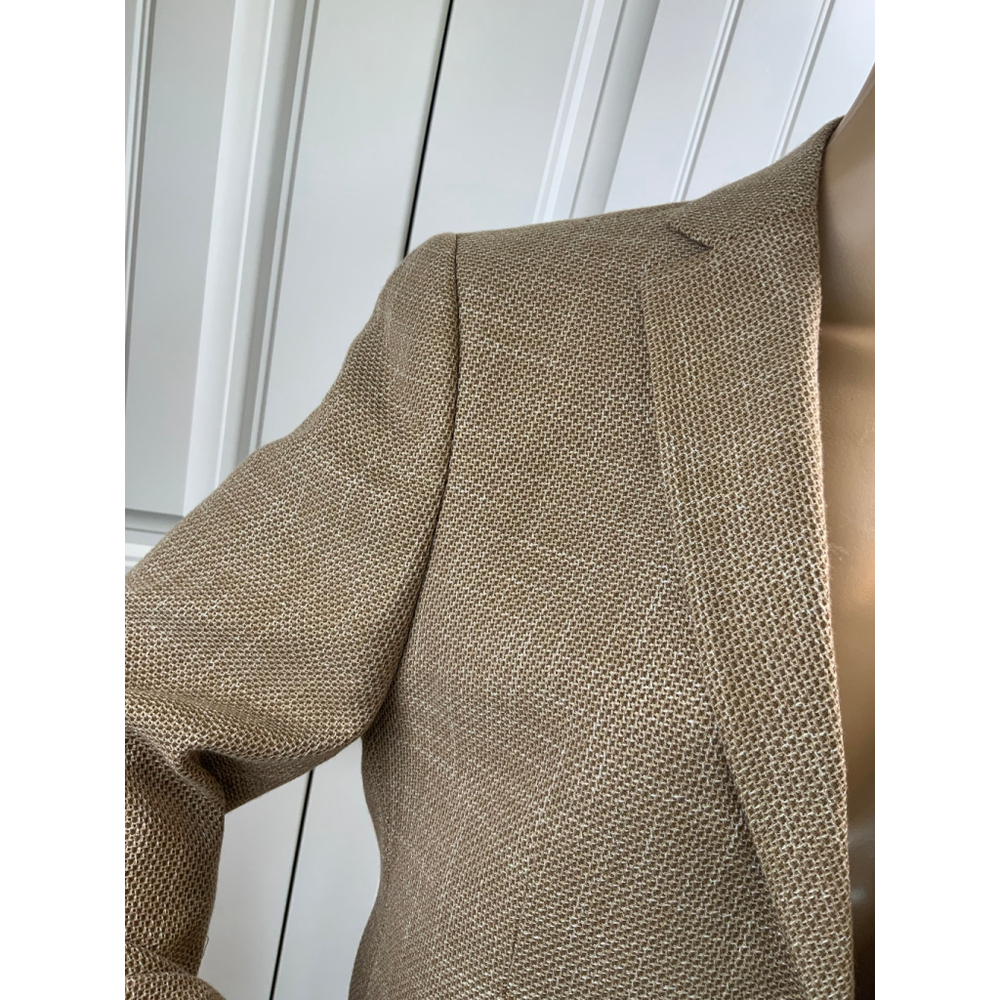 Xram Women's Tan Blazer Med Notched Lapel Office Business Preppy Light Academia - Picture 4 of 16